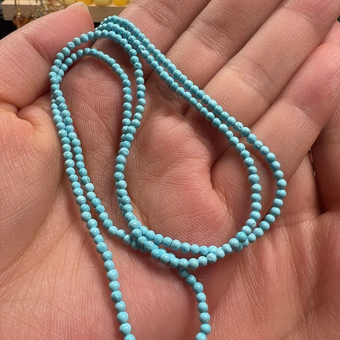 未镶嵌绿松石颈饰小米珠项链2mm+