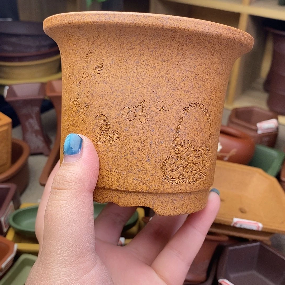 琉璃手工艺品宜兴紫精品花盆