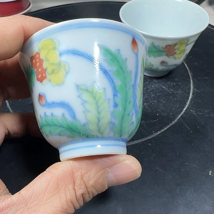 秦***飞摆件青花花卉小小摆件