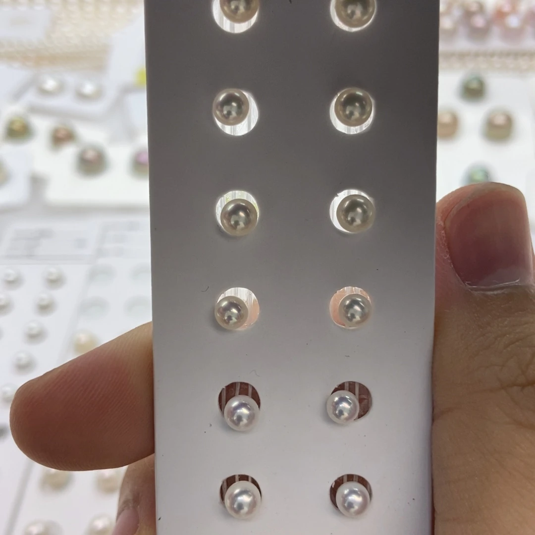 银S925镶嵌耳饰淡水珍珠4-5