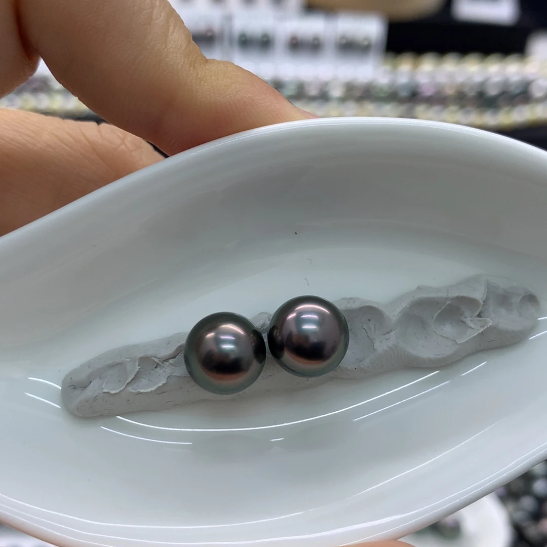 海水珍珠裸珠绿紫炫彩对珠