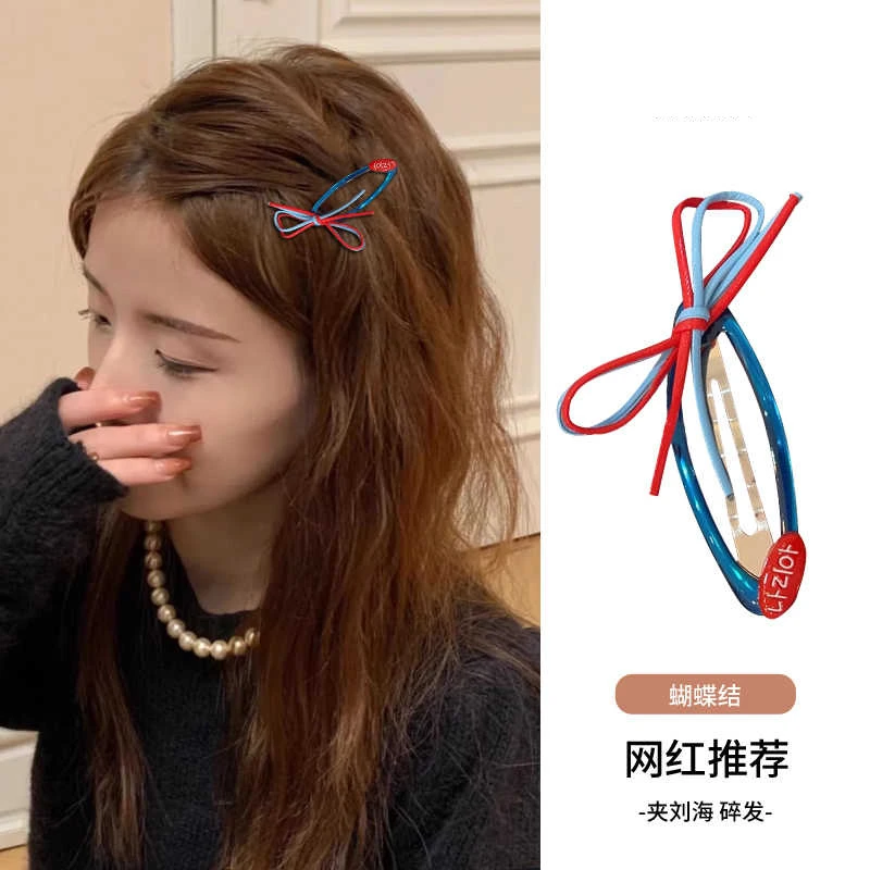 韩国东大门新款撞色蝴蝶结发夹刘海掰掰夹侧边碎发夹发卡头饰发饰