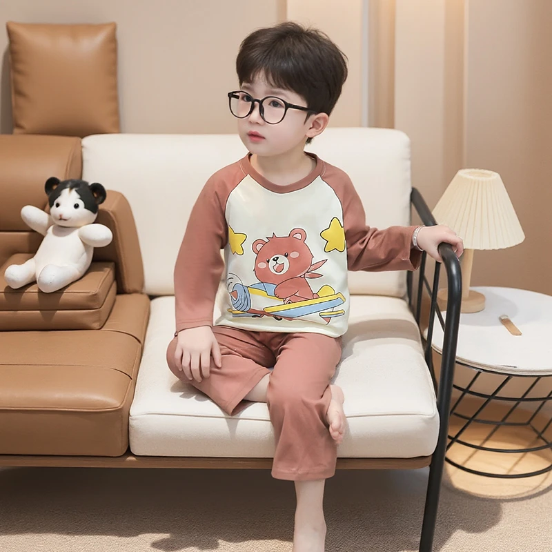 儿童睡衣男孩纯棉春秋季2025新款宝宝衣服空调长袖男童家居服春夏