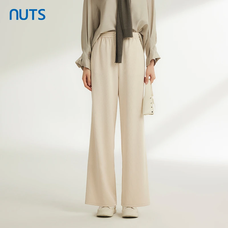 NUTS商场同款春秋季简约休闲通勤休闲纯色直筒长裤女5310702A1