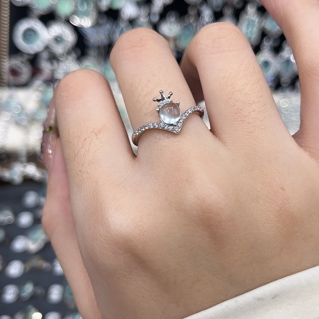 岫玉银S925镶嵌戒指