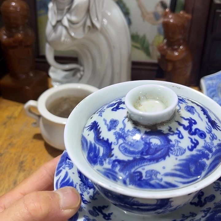 小***渣其他青花龙纹盖碗
