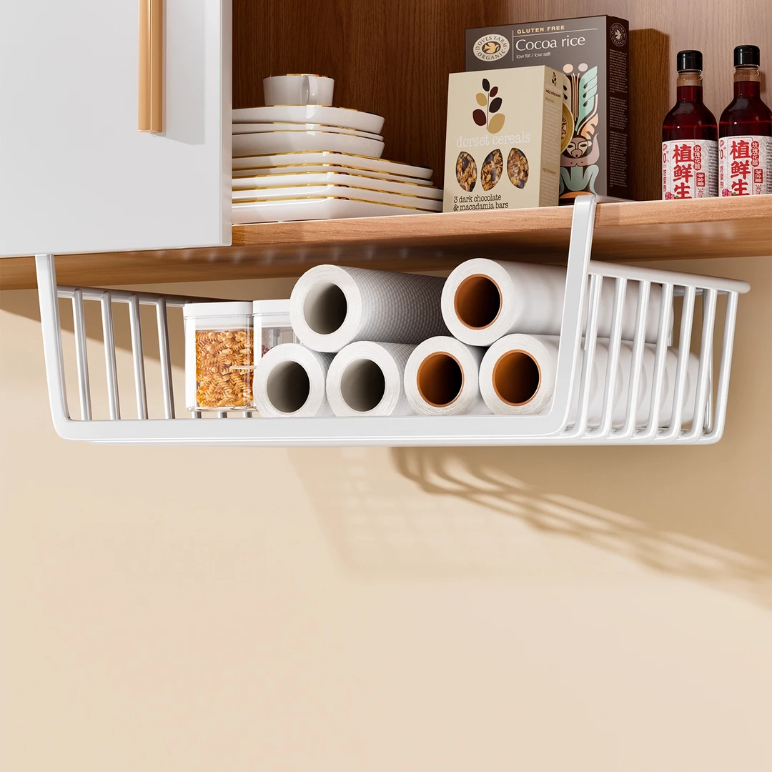 厨房置物架收纳挂篮橱柜内吊柜下挂架衣柜分层宿舍桌下床边置物篮