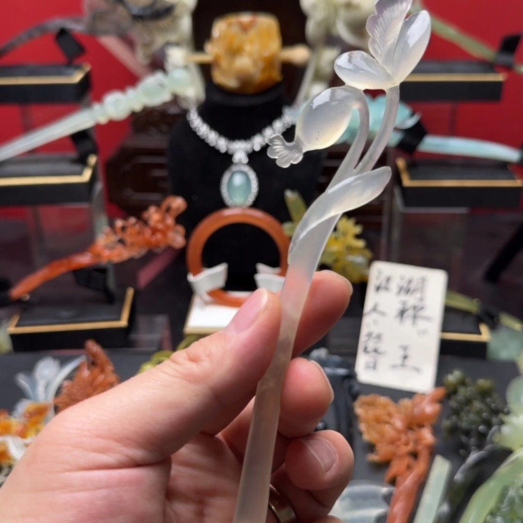 岫玉发饰未镶嵌明君玉簪就是好看
