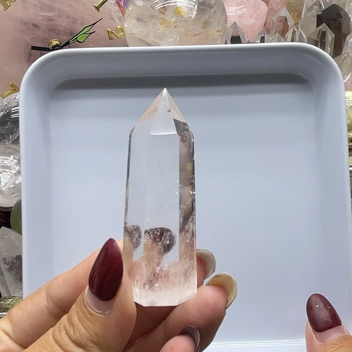 水晶未镶嵌珠宝半成品2白水晶柱高5.8宽2.1