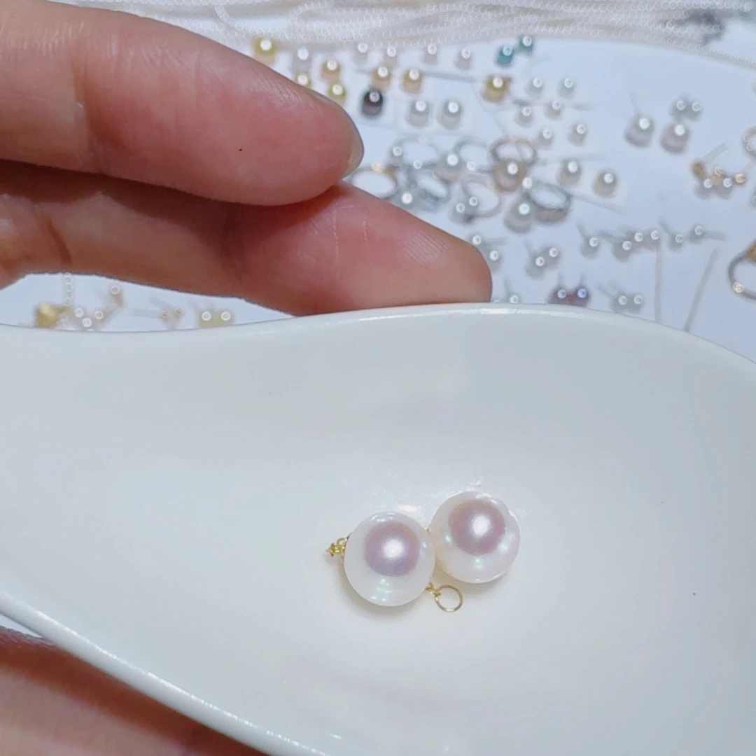 淡水珍珠耳饰18K金镶嵌350一对