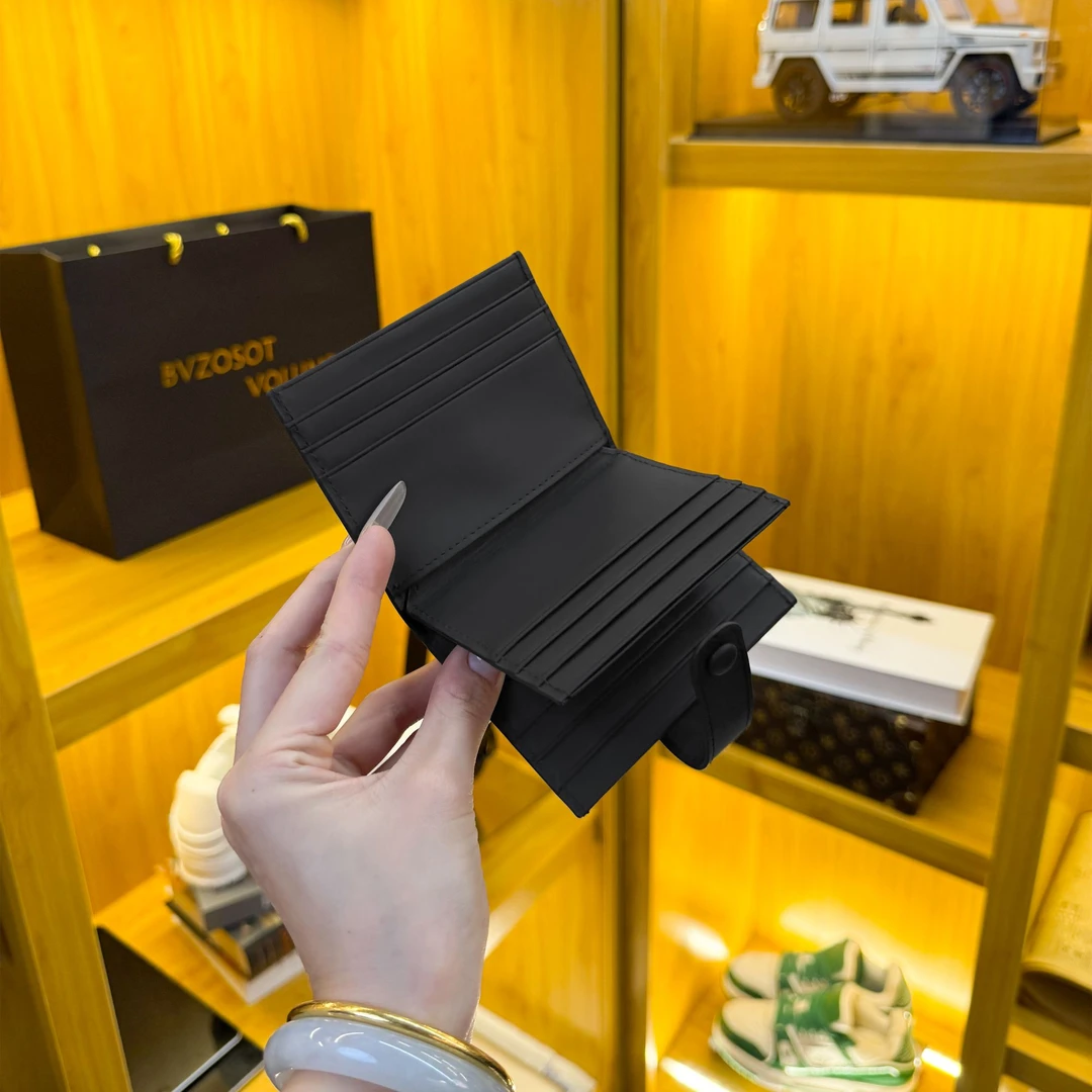 BVZOSOT VOLUME头层胎牛皮纯手工编织卡包证件包短款多卡位三折叠