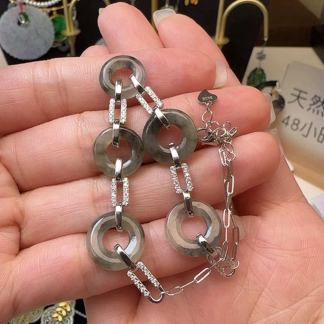 银S925镶嵌手链翡翠手链