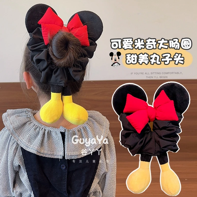 儿童可爱米奇大肠发圈立体蝴蝶结卡通耳朵发饰女童后脑勺马尾发绳