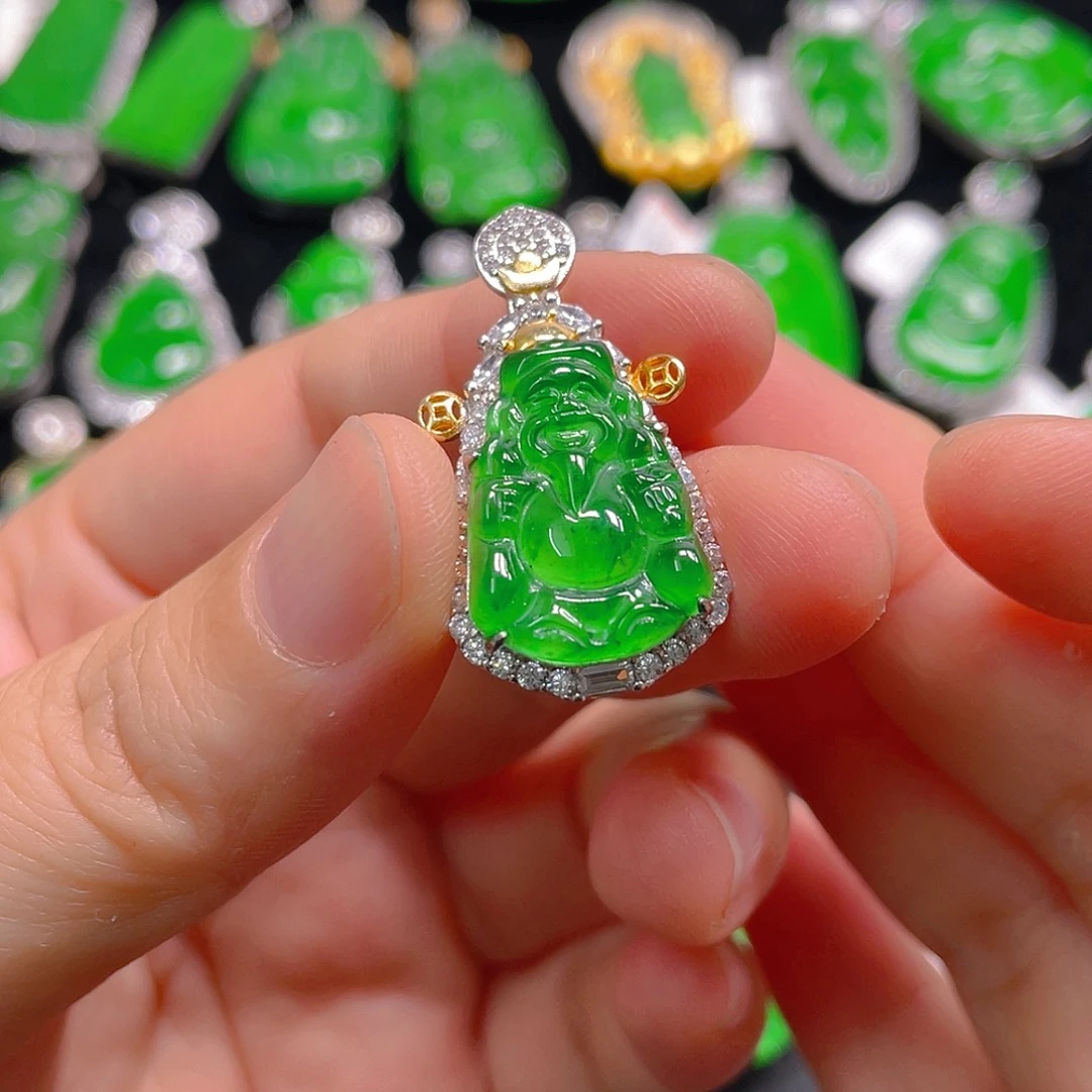 翡翠银S925镶嵌吊坠(不含链)