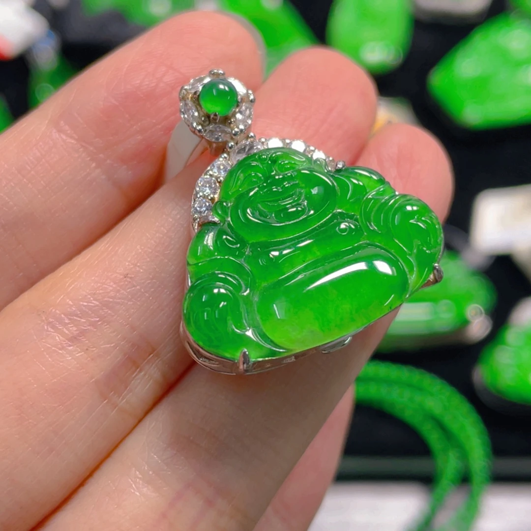 吊坠(不含链)银S925镶嵌翡翠