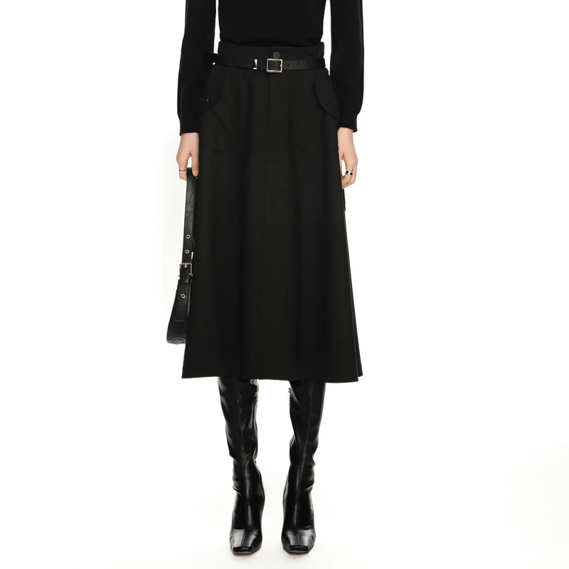 1224【CC王专属】春装女侧插袋装饰层次感半身裙GCE11700553