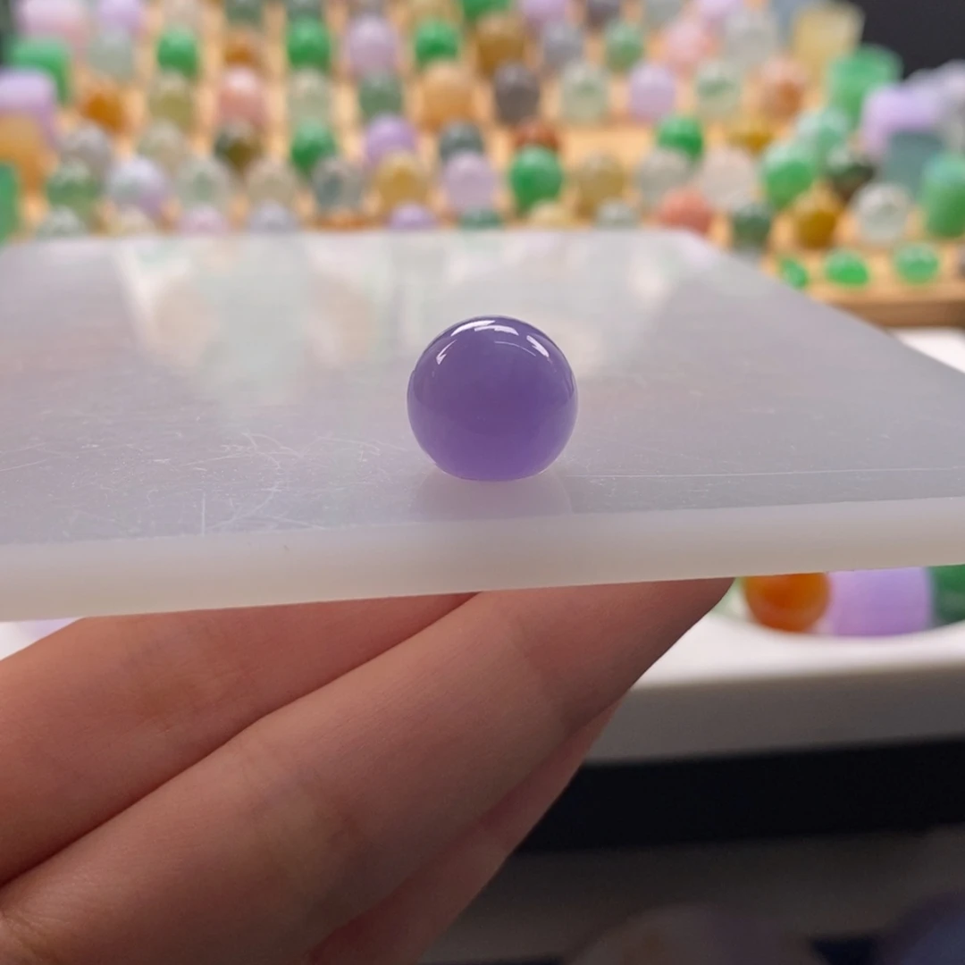 翡翠未镶嵌颈饰浓紫底圆珠卡12