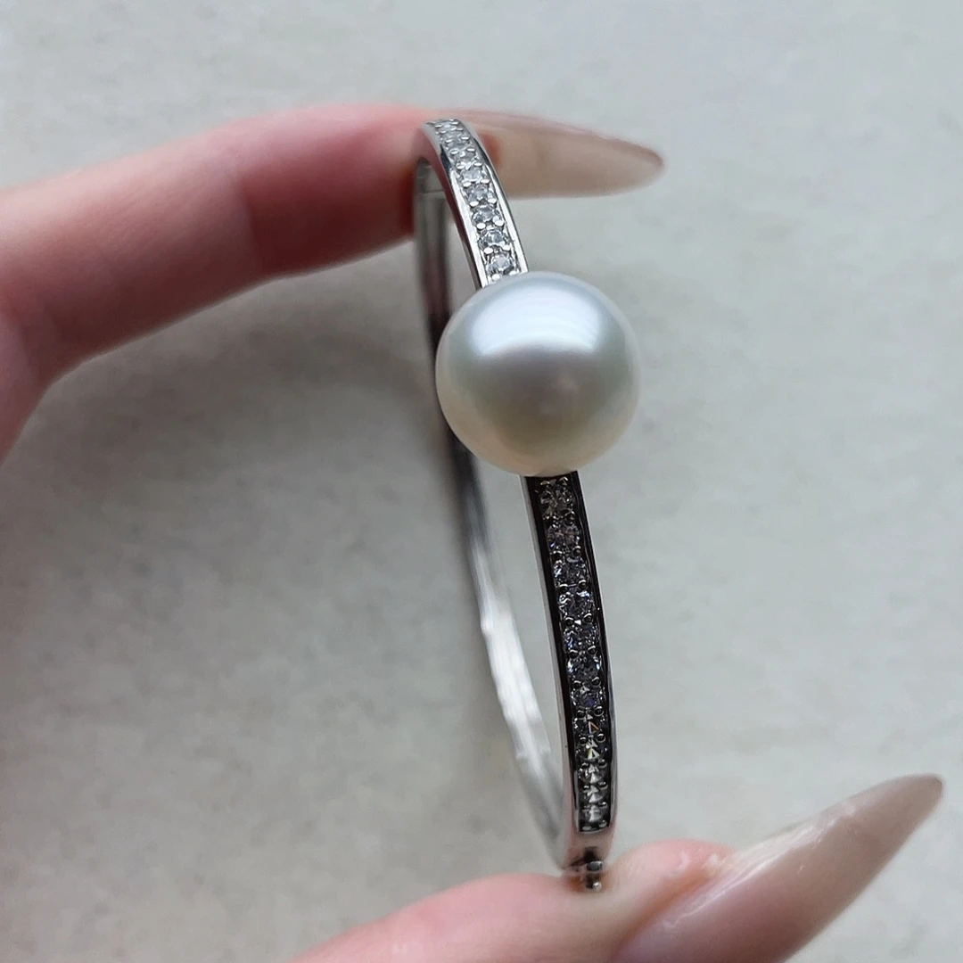 海水珍珠银S925镶嵌手镯64