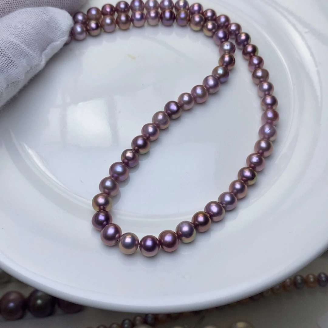 淡水珍珠颈饰合金紫***子