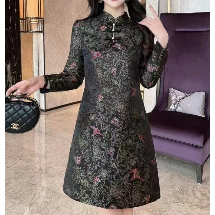 【南油玲姐】黑色长袖连衣裙84812