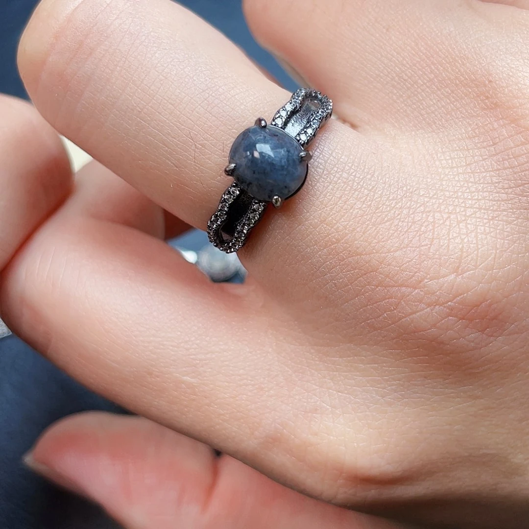 翡翠戒指银S925镶嵌戒指