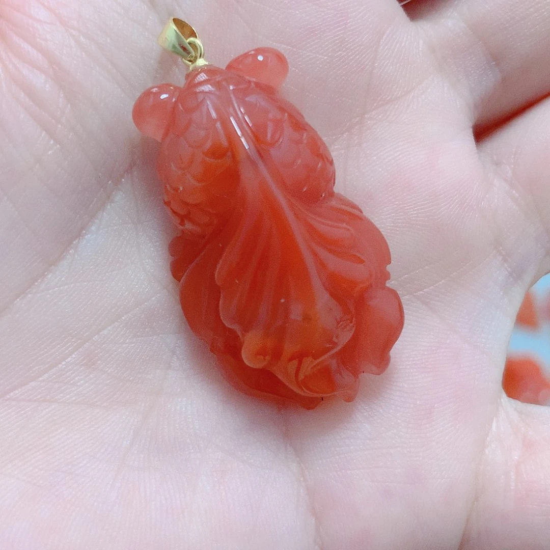 南红玛瑙银S925镶嵌吊坠(不含链)