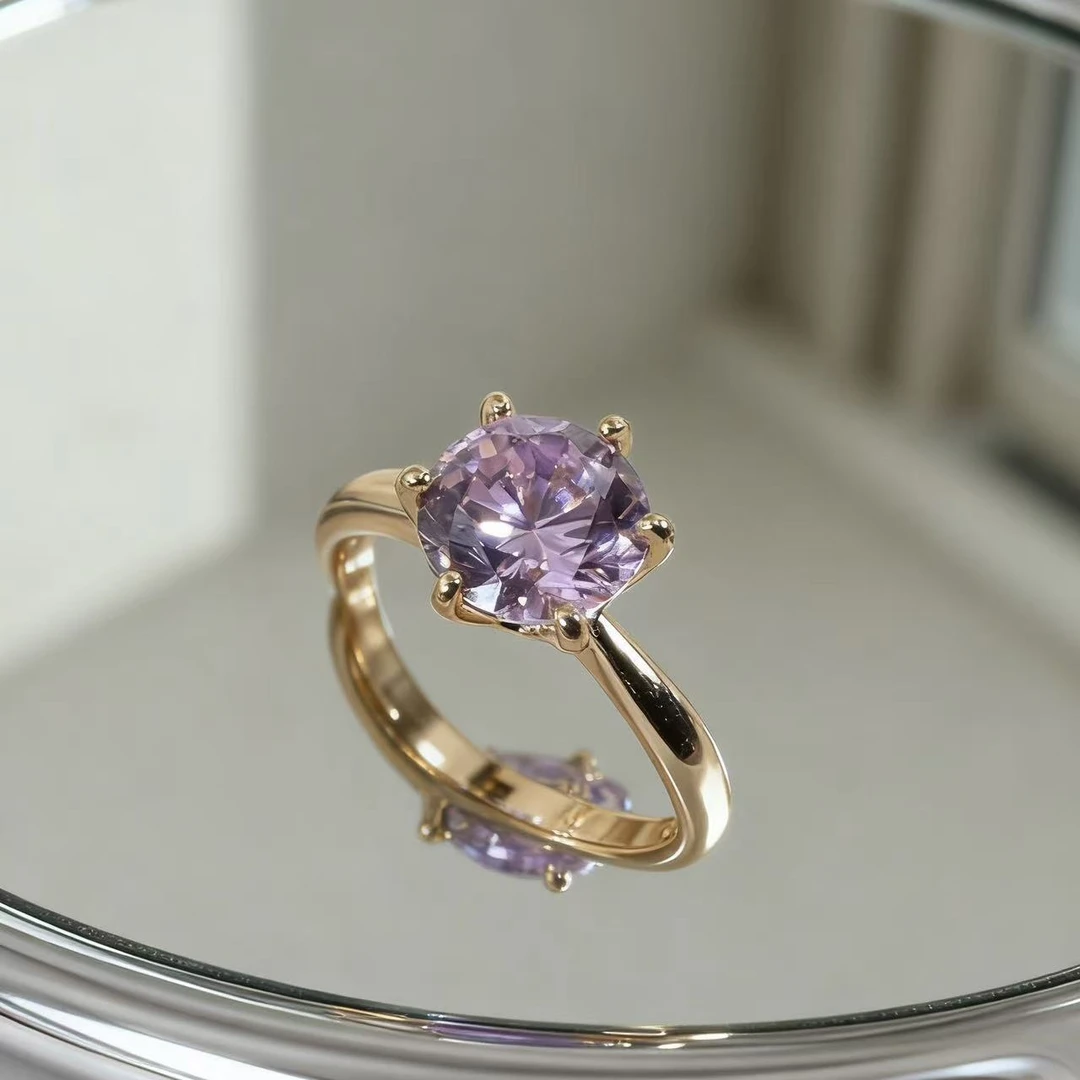 钻石六爪粉戒指-xp0117-1