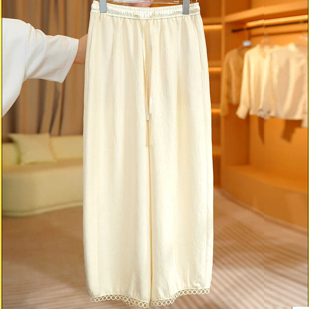 【柔纨】2025春秋季新款气质显瘦女士新中式纯色裤子C2687