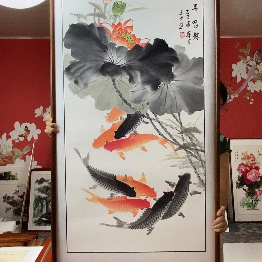 国画手写手绘带框包邮62✖️122国画作品