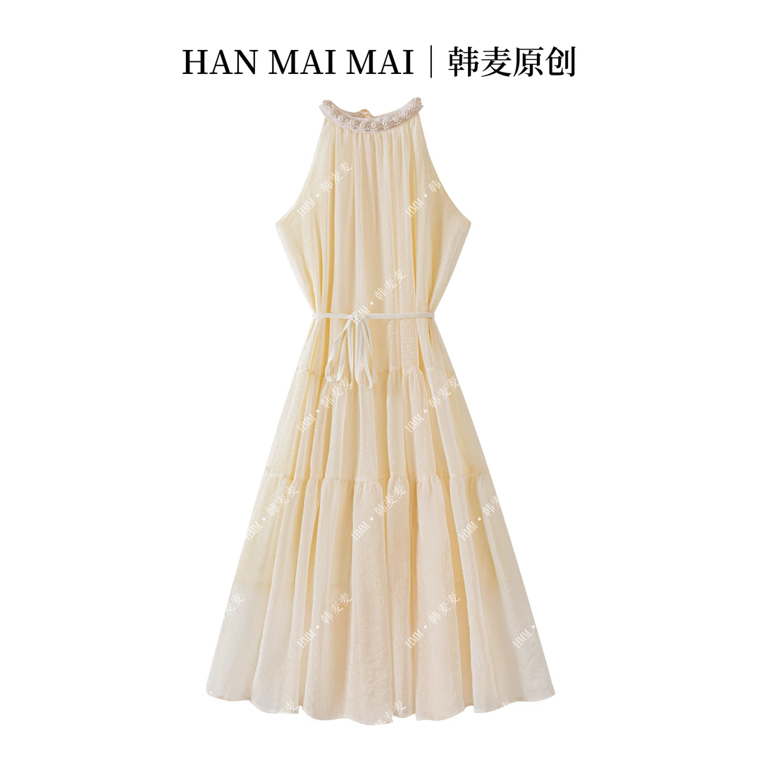 k23/法式甜美温柔风露肩立体连衣裙子女夏季