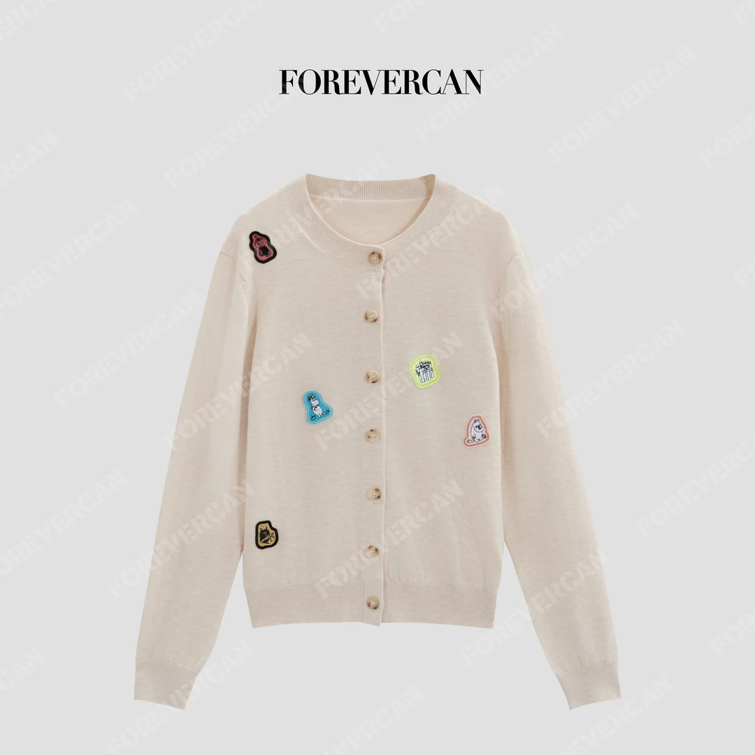 FOREVERCAN“北欧童话”美丽诺羊毛多彩刺绣贴软糯开衫MY10050