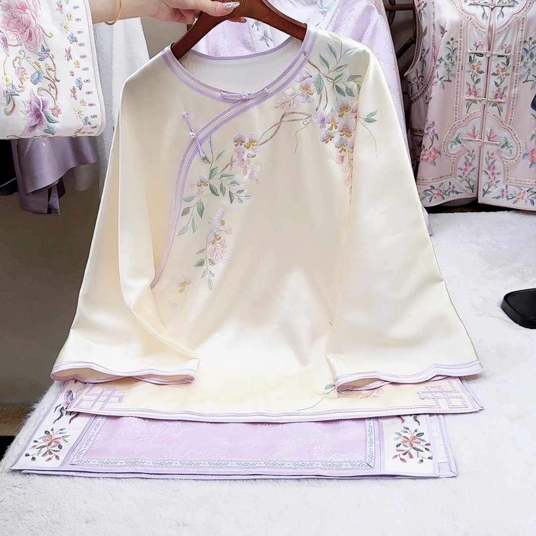 织绣真丝紫藤花外套