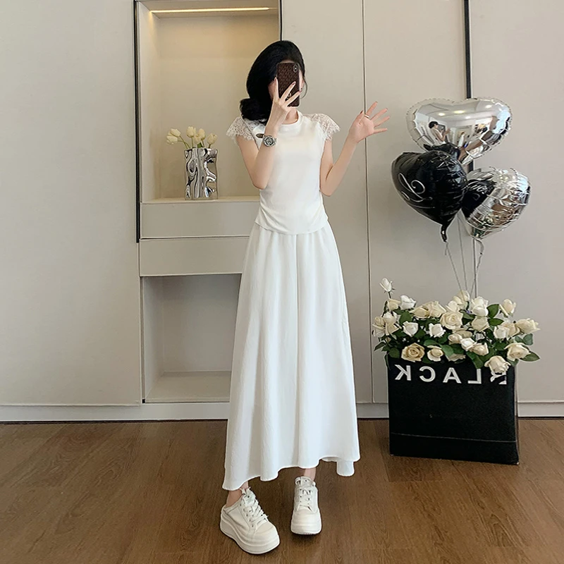 夏季新款显瘦气质时尚设计感法式收腰短袖上衣半身裙休闲套装女