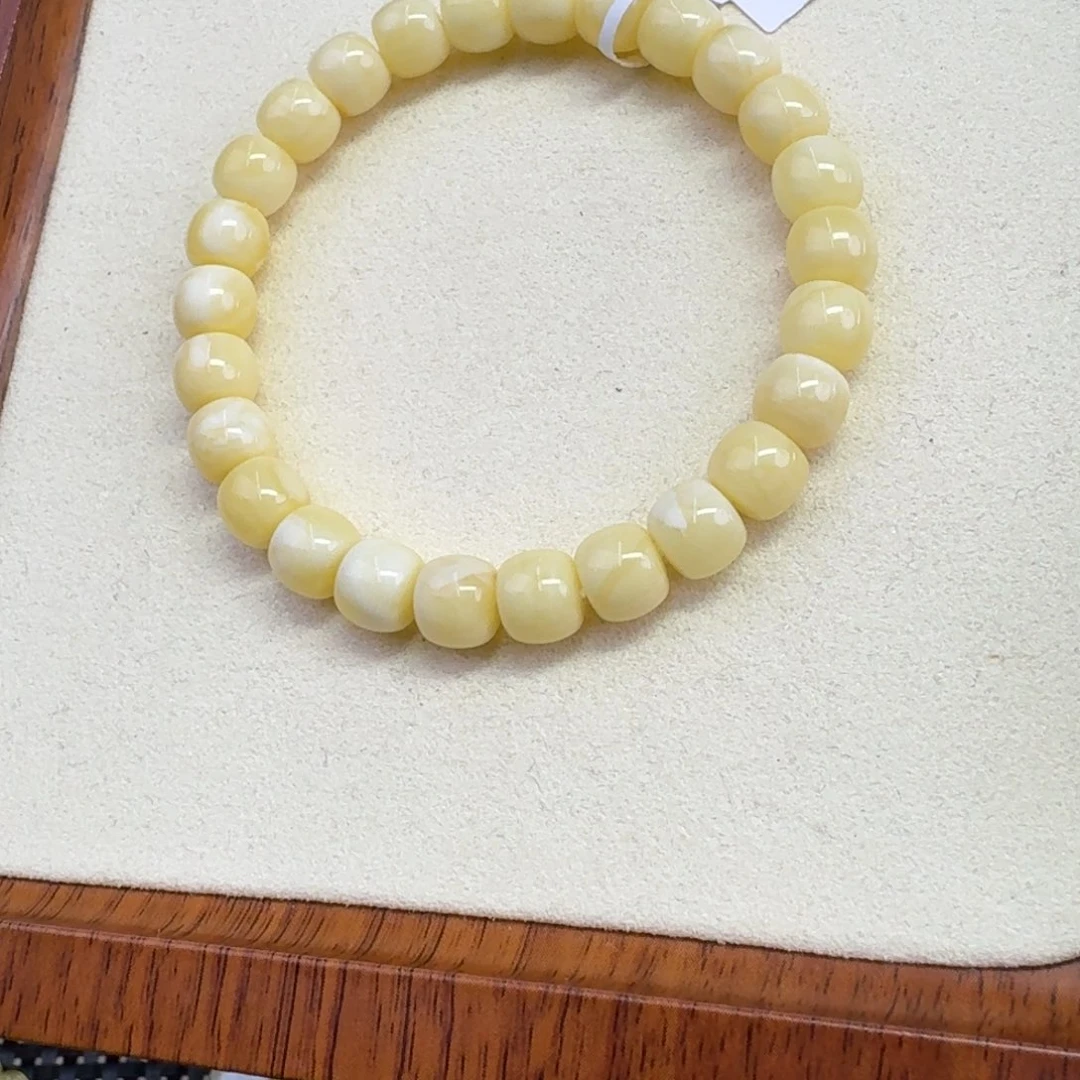 琥珀未镶嵌裸石钟爱奶浓白花毕业 8.3mm