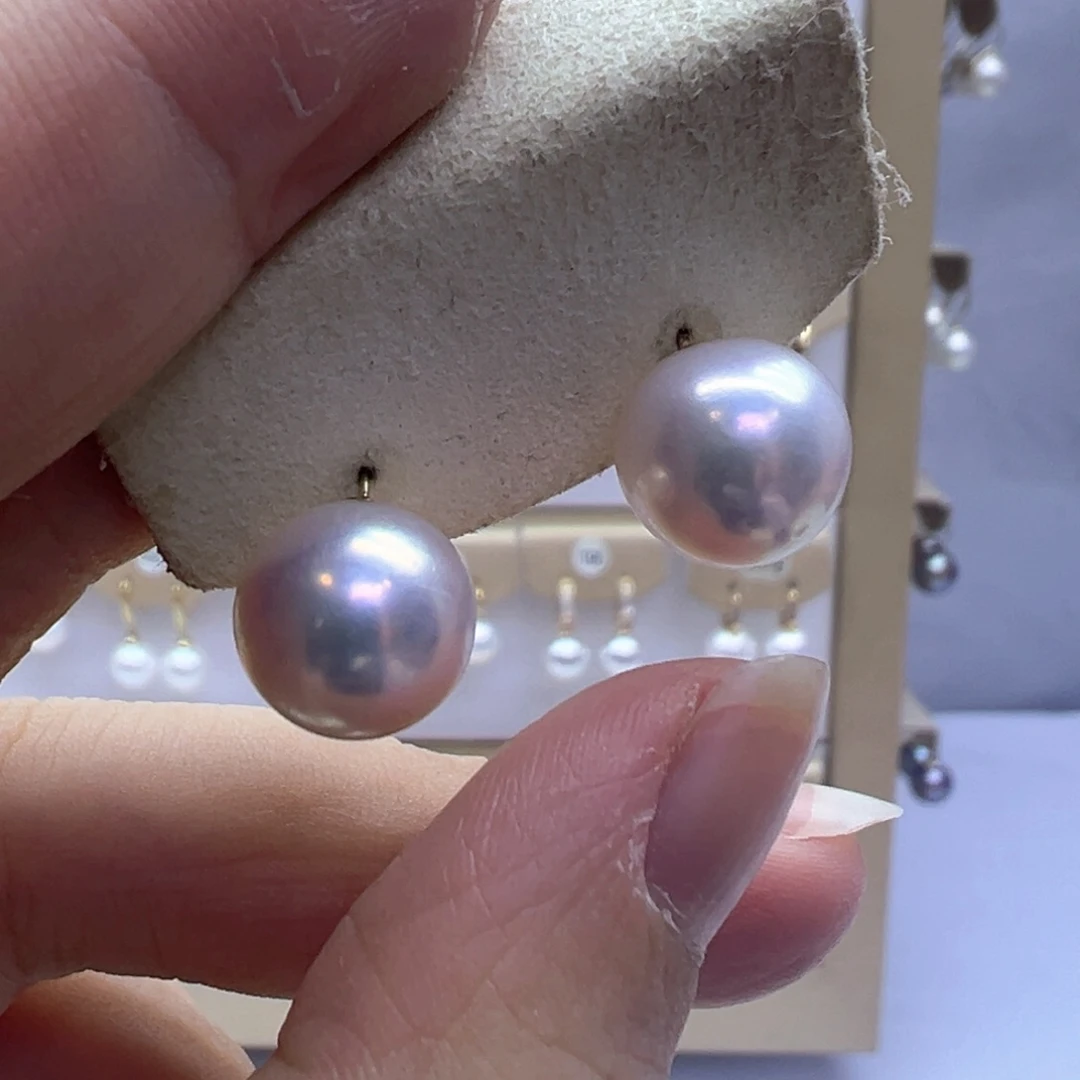 18K金镶嵌淡水珍珠耳饰