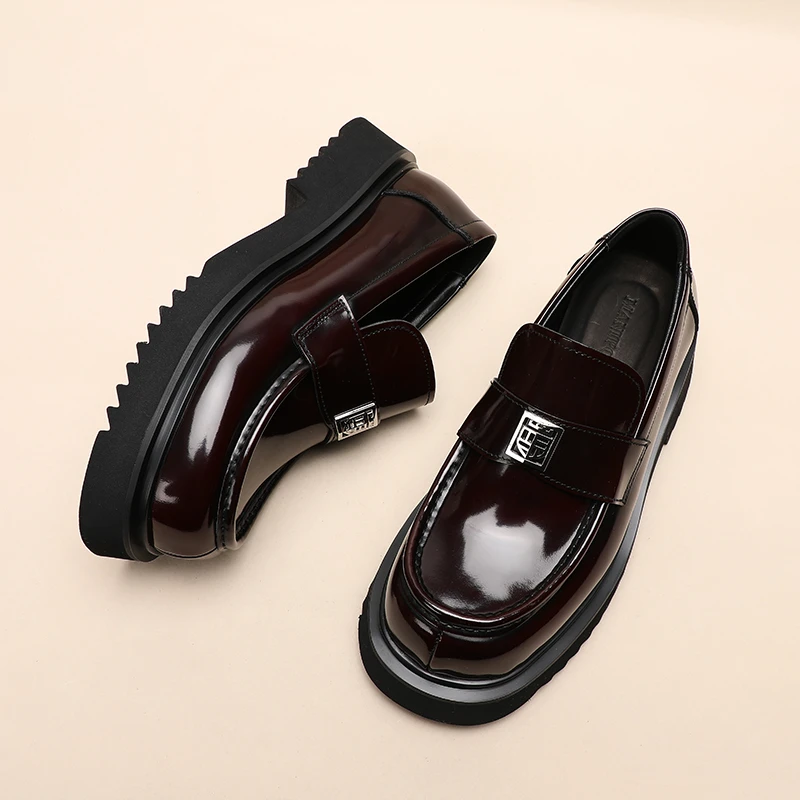 英伦时尚百搭厚底增高商务休闲马衔扣乐福鞋韩版型男轻奢高端皮鞋