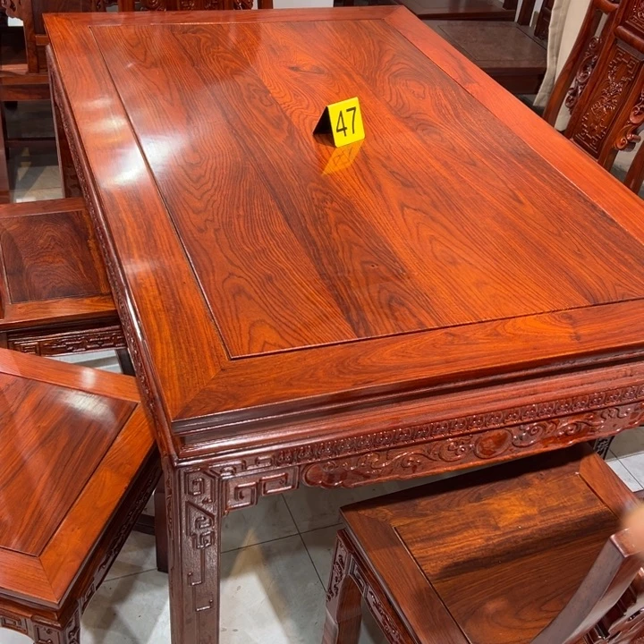 用***6家具紫檀木类刺猬紫檀餐桌一桌六椅