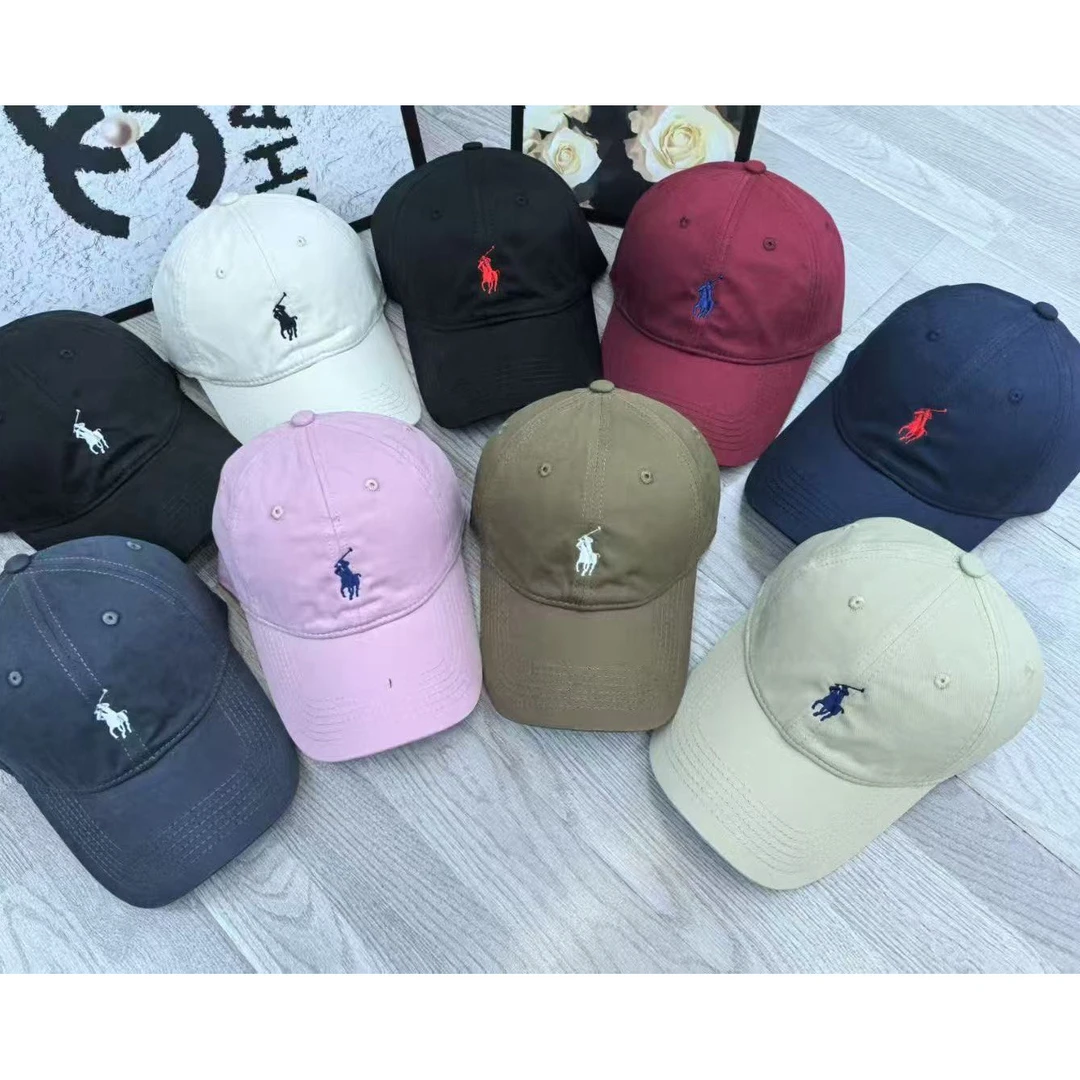 夏季小马标刺绣软顶棒球帽男女显脸小户外出游百搭遮阳鸭舌帽韩版