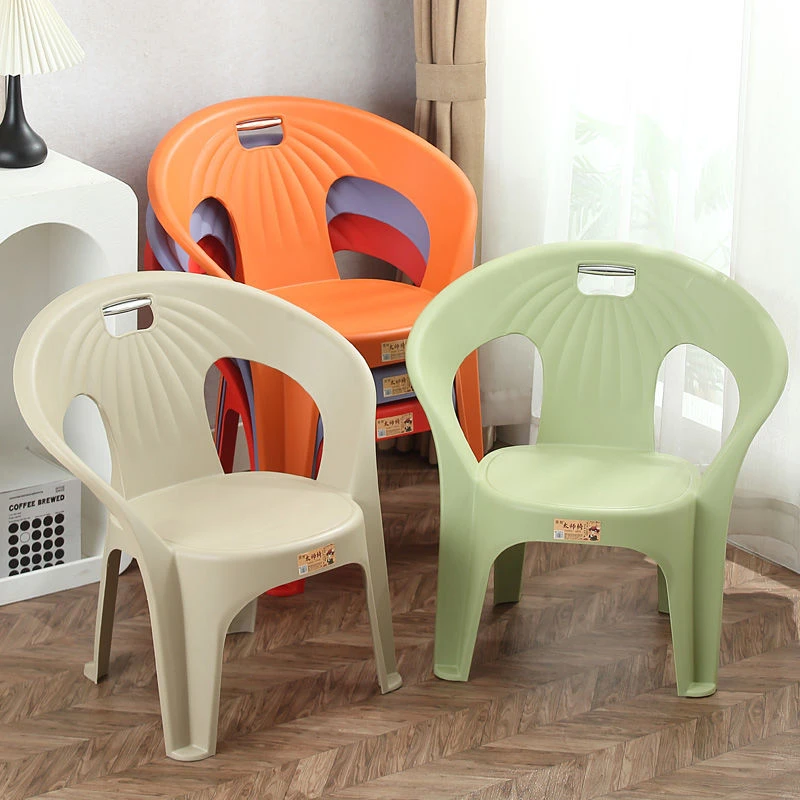 小麓班塑料中号靠背椅加厚儿童书桌椅客厅茶几扶手矮凳休闲太师椅