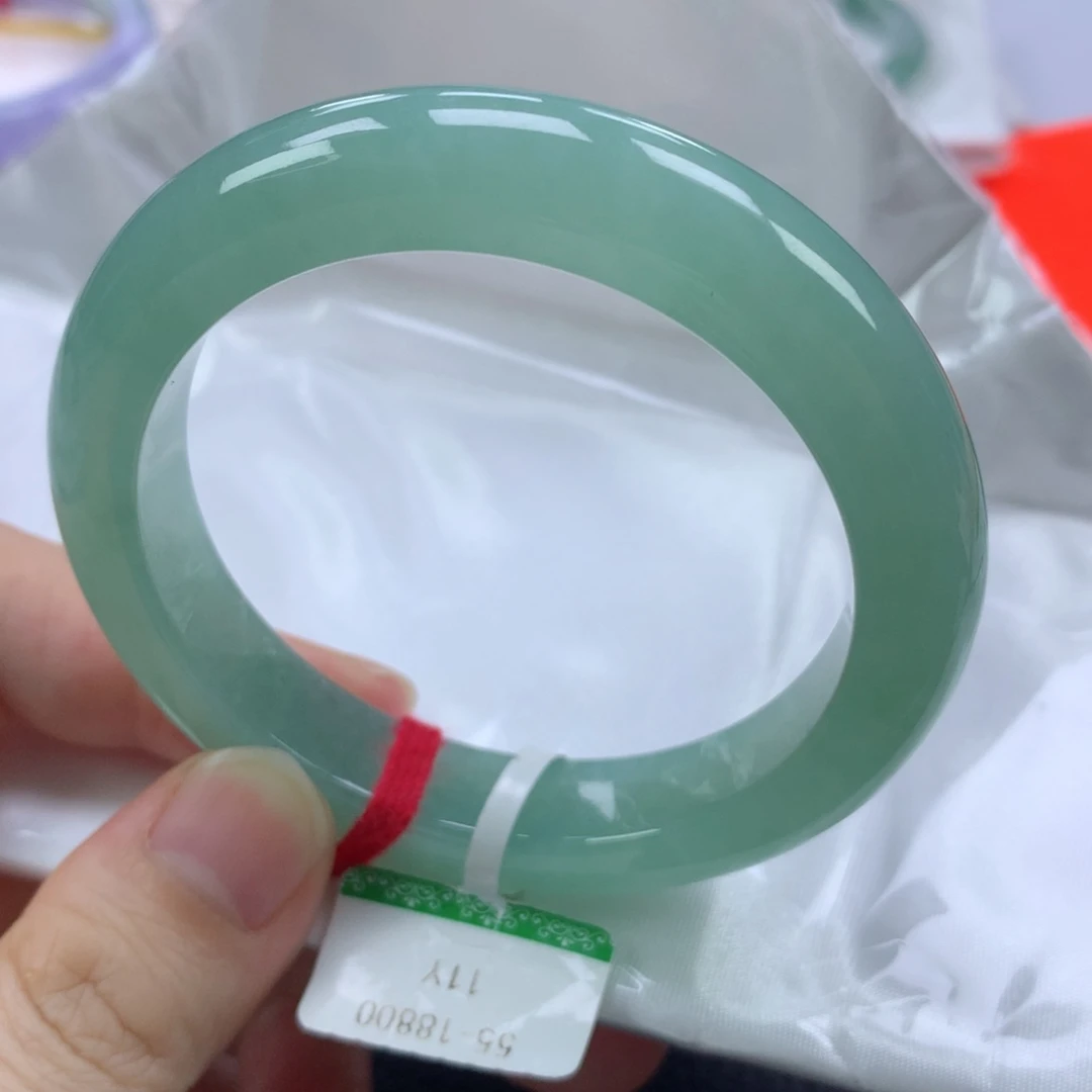 翡翠手镯未镶嵌缅甸天然翡翠手镯55圈口
