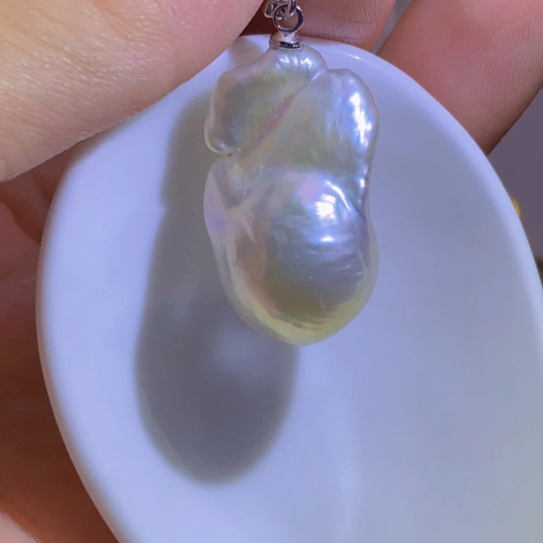 银S925镶嵌淡水珍珠天然淡水珍珠无染色无优化