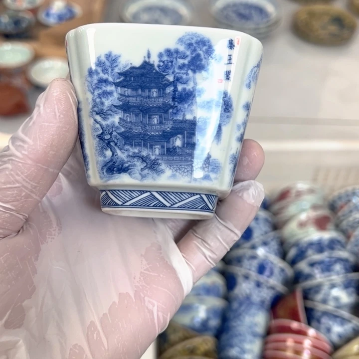 摆件陶四方杯主人杯微