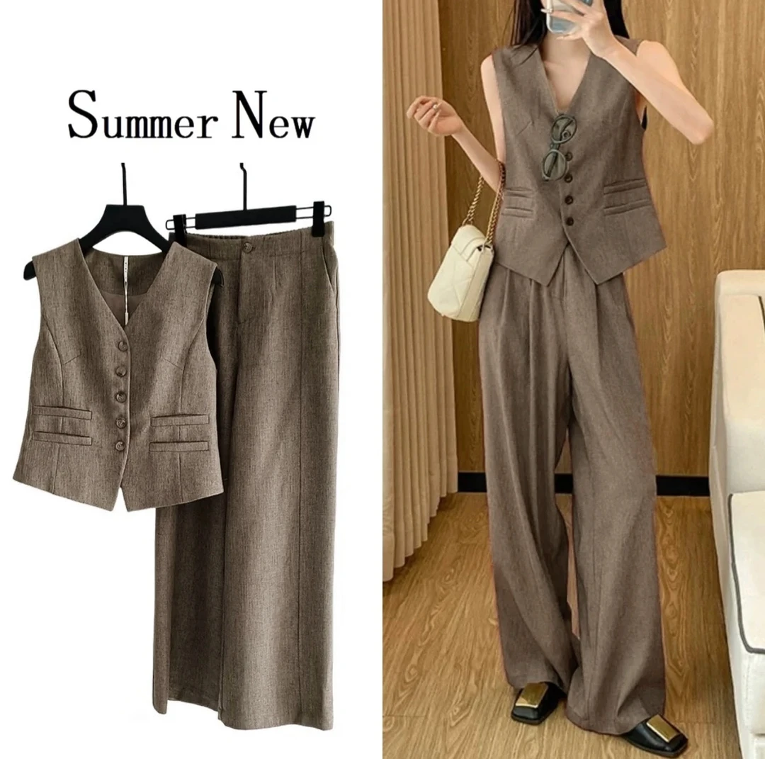 T1632商场同款2025春秋气质马甲套裤轻熟风韩系风时尚套装长裤