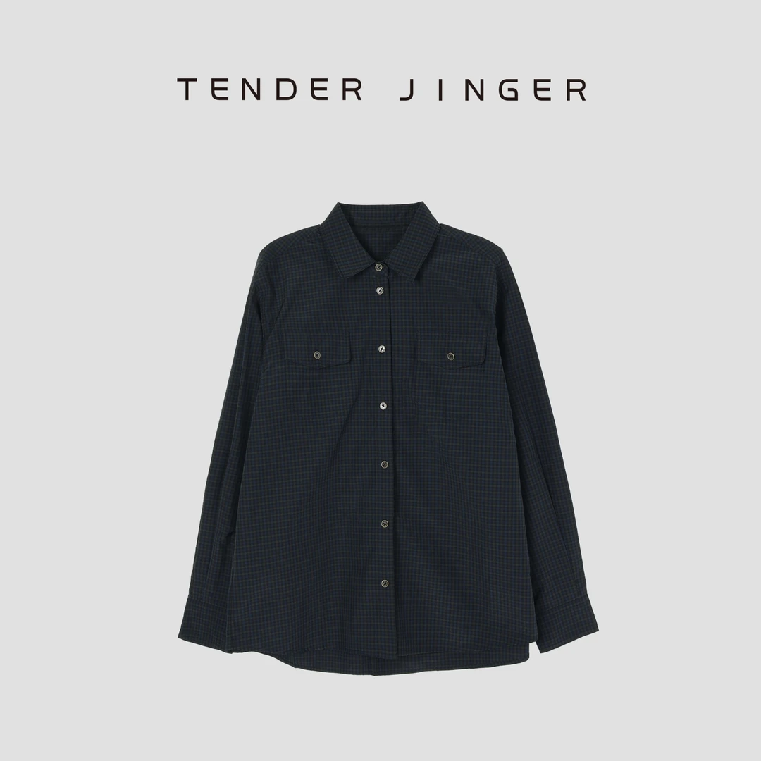 Tender Jinger【黑标】宽松格子工装衬衫T52ERF80462