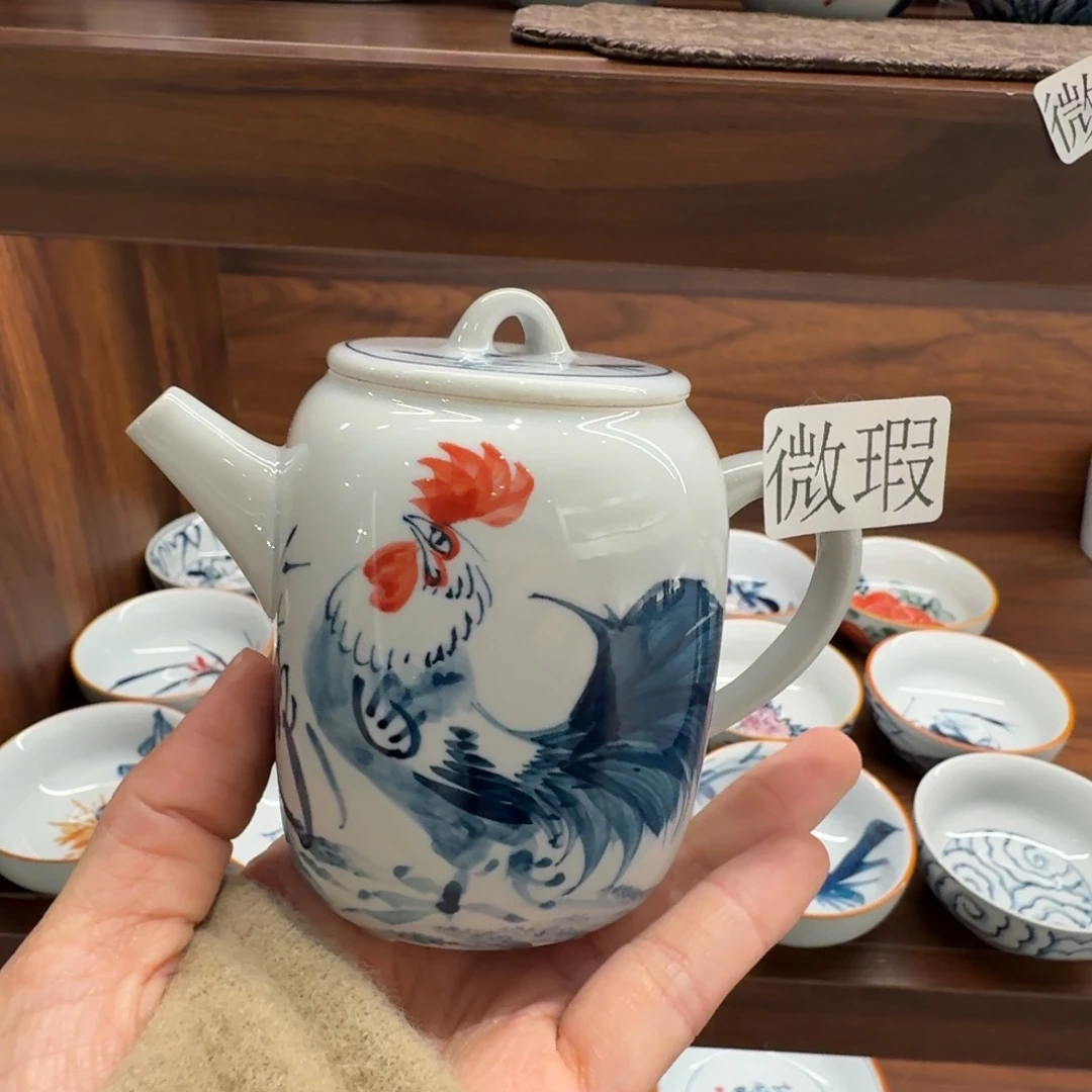 釉下手绘茶具微瑕