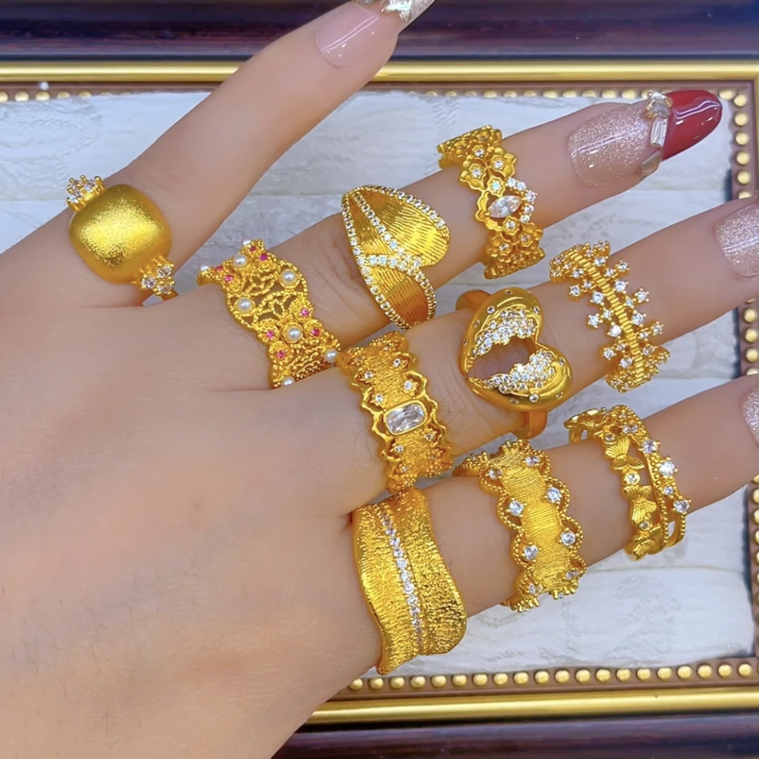 铜合金戒指 2074新款戒指爆款白搭时尚金色铜合金白搭时尚金色