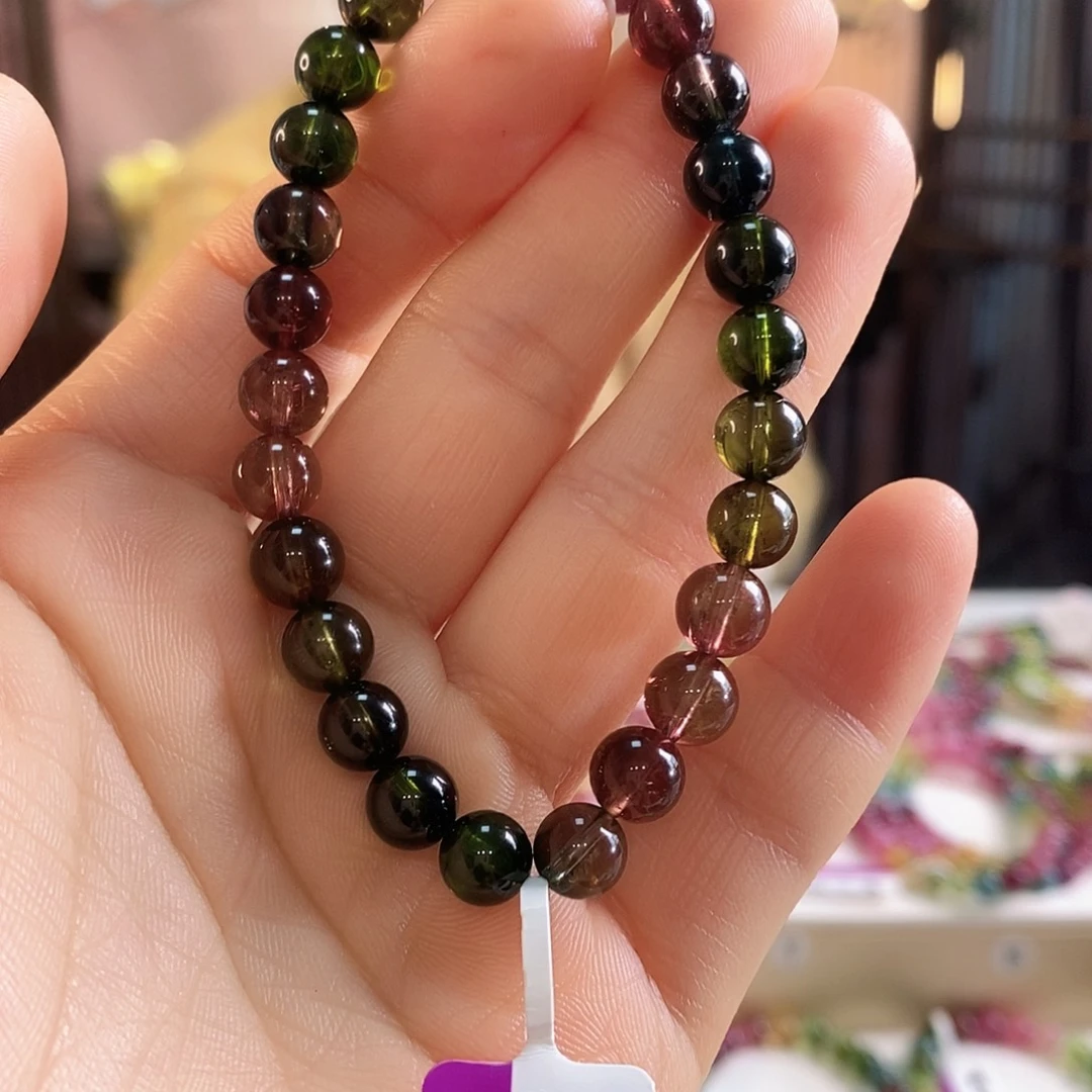 碧玺未镶嵌手链G2248素圈颜色微差