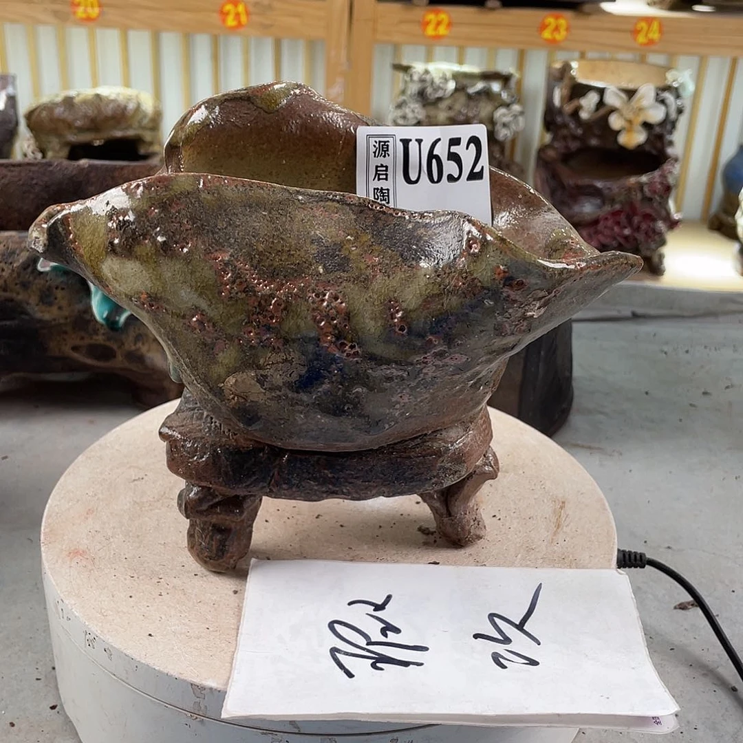 紫砂花盆景德镇陶瓷花盆652