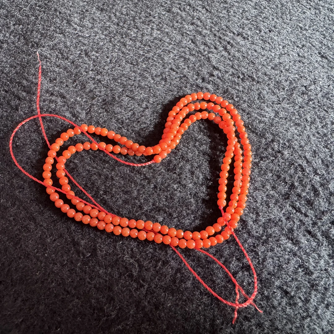 【龙喜子】保山老南红2mm+高货小米珠长约38厘米 多样性发一