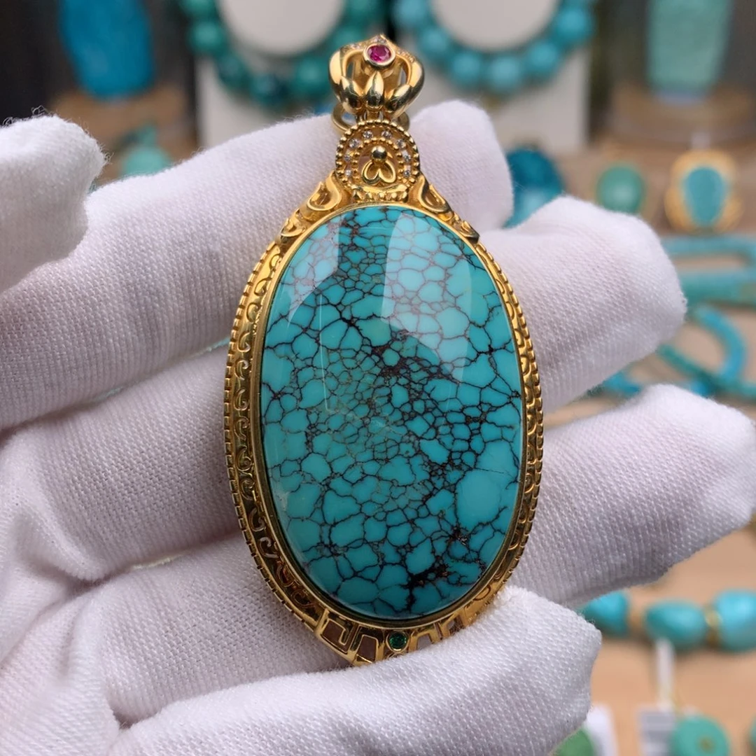 绿松石18K金镶嵌珠宝奇石